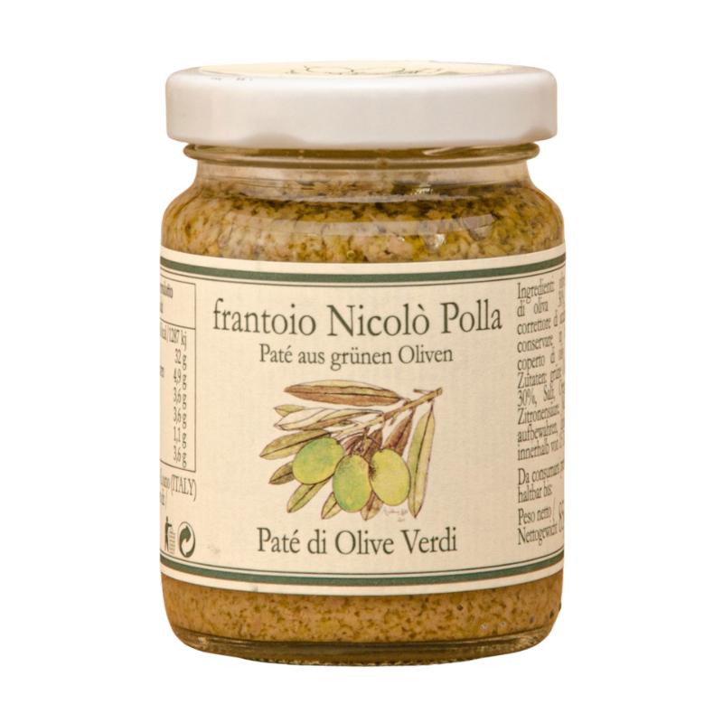 italiaanse antipasti - groene olijventapenade - pate di olive verdi - olio polla